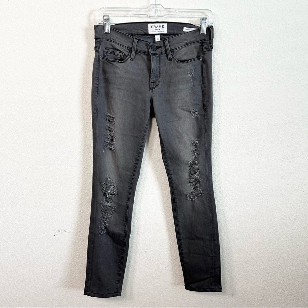 FRAME Le Skinny De Jeanne Jeans Women’s 25 Distressed Mid Rise Stretch Denim